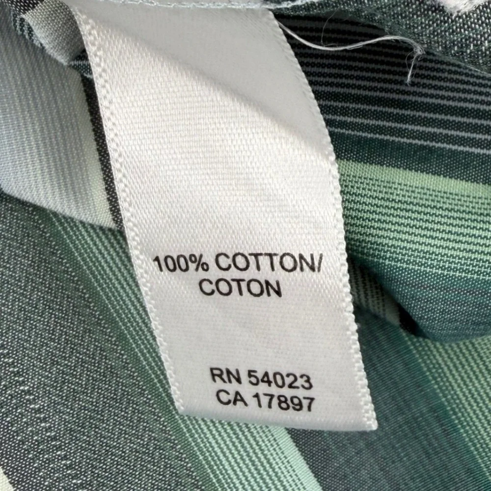 Banana Republic Mens Green Striped Long Sleeve Button Down Shirt 15-15 1/2